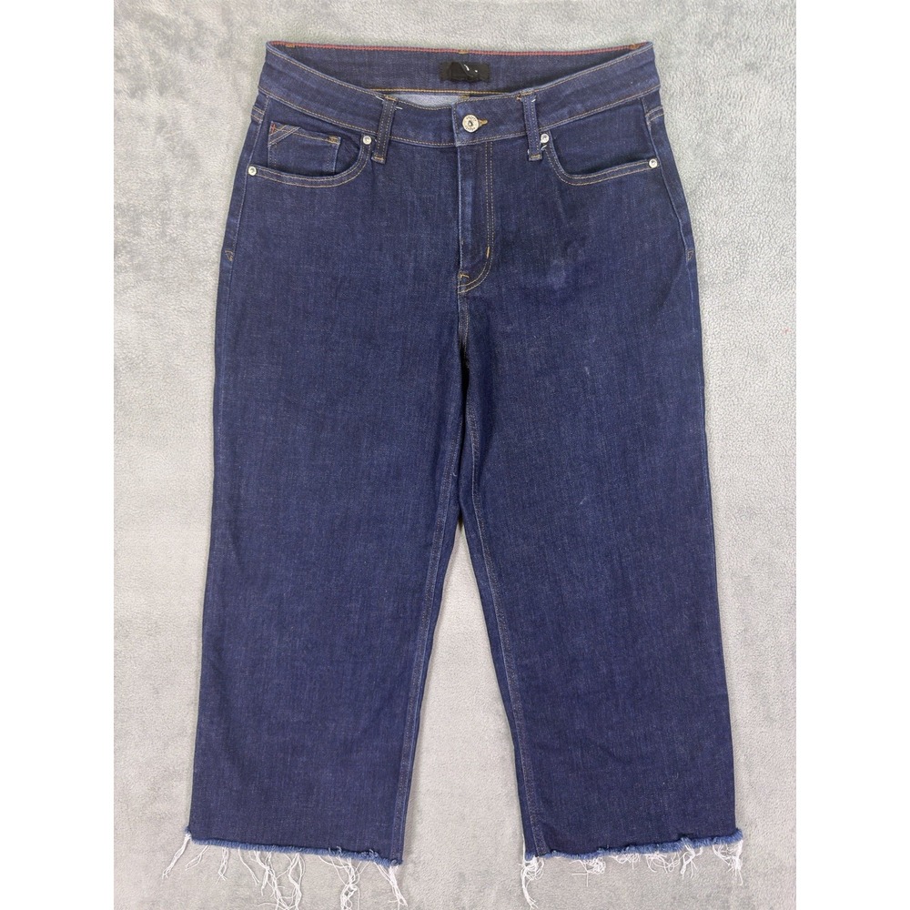 Edgely Jeans Womens 12 Blue Dark Wash High Rise Wide Leg Crop Original Fit